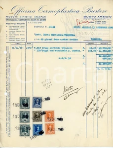 Documento originale, autentico 1949 BUSTO ARSIZIO Via Buonarroti 7 Officina Termoplastica Bustese  Fattura 1