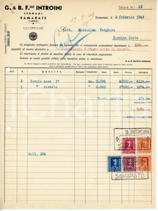 Documento originale, autentico 1949 SAMARATE Legnami FRATELLI INTROINI Fattura per tavole in noce e cirmolo 1