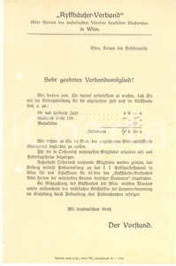 Documento originale, autentico 1910 ca GERMANY KyffhäuserVerband  Versamento quota associativa Lettera 1