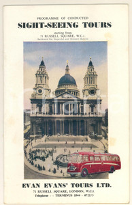 Materiale pubblicitario d’epoca 1955 ca LONDON EVAN EVANS  TOURS Programme of seightseeing tours Libretto 22 pp 1