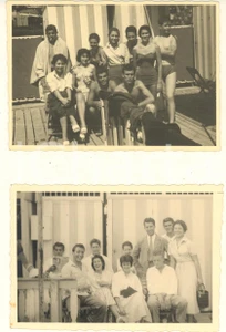 Fotografia d epoca originale Agosto 1956 SANTA MARGHERITA LIGURE Famiglia ai Bagni Vicini Lotto 2 foto 10x7 1