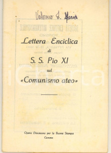 Libro, pubblicazione d epoca 1937 Lettera enciclica di S.S. Pio XI sul Comunismo ateo 64 pp. 1
