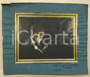 Fotografia d epoca originale 1929 ROMA? Ritratto di Alberto MORETTI fumatore Foto con dedica 29x24 cm 1