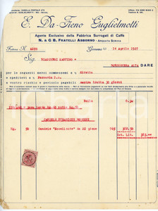 Documento originale, autentico 1927 GENOVA Via Bixio 2 Ditta E. DA FIENO GUGLIELMOTTI Fattura candele BORSINI 1