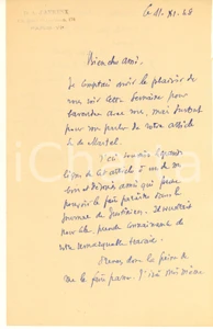 Autografo originale 1948 PARIS Lettera dr. Albert d AYRENX sull articolo di un amico  Autografo 1
