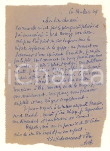 Autografo originale 1949 PARIS Lettera dr. Albert d AYRENX malato a causa del freddo  Autografo 1