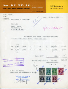 Documento originale, autentico 1966 MILANO Viale Monte Nero 51 Società GE.ME.AZ. di Cusin e Calzavara  Fattura 1