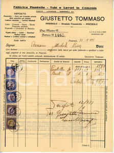 Documento originale, autentico 1933 PINEROLO Ditta Tommaso GIUSTETTO Fabbrica piastrelle  Fattura poutrelles 1