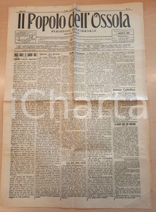 Giornale, rivista storica Agosto 1924 IL POPOLO DELL OSSOLA Liberali, fascisti e oppositori Giornale 1