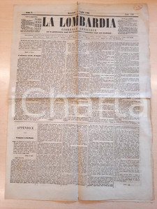 Giornale, rivista storica 1860 MILANO LA LOMBARDIA Alleanza con il re di Napoli  Risorgimento Giornale 1