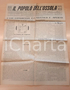 Giornale, rivista storica 1931 IL POPOLO DELL OSSOLA VIII Congresso Eucaristico  Concerto corale TRECATE 1