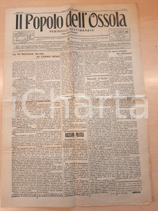 Giornale, rivista storica 1926 IL POPOLO DELL OSSOLA XII Settimana Sociale Cattolici italiani Giornale 1
