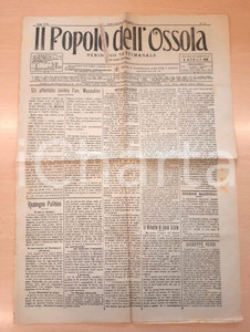 Giornale, rivista storica 1926 IL POPOLO DELL OSSOLA Attentato a Mussolini al Campidoglio Giornale 1
