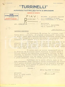 Materiale pubblicitario d’epoca 1943 MILANO Ing. Gino TURRINELLI  Veicoli elettrici Illustrato AUTOGRAFO 1
