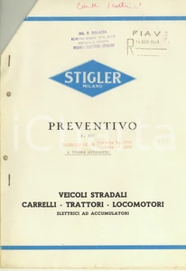 Materiale pubblicitario d’epoca 1943 MILANO Officine Meccaniche STIGLER  Preventivo carrello OT.18 Illustrato 1