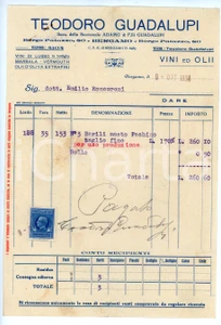 Documento originale, autentico 1934 BERGAMO Borgo Palazzo 80 Teodoro GUADALUPI Fattura per mosto pachino 1