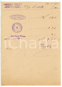 Documento originale, autentico 1890 MILANO Corso Porta Ticinese 32 Timbri Innocente LAMPUGNANI Fattura 1 1