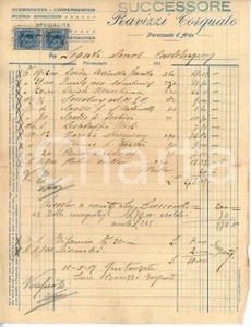Documento originale, autentico 1917 FIORENZUOLA D ARDA Torquato RAVIZZI Ferramenta  Fattura 1 1