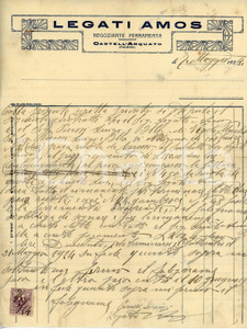 Documento originale, autentico 1924 CASTELL ARQUATO Negoziante Ferramenta Amos LEGATI Lettera commerciale 1