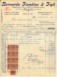 Documento originale, autentico 1931 BRA CUNEO Bernardo FIANDINO E FIGLI Fabbricanti colla e concimi  Fattura 1