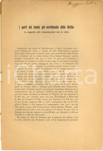 Libro, pubblicazione d epoca 1922 Sebastiano CRINO  I porti del lembo più meridionale della Sicilia AUTOGRAFO 1