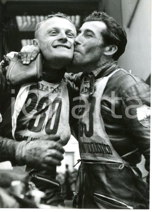 1955 ca MOTOCICLISMO Paolo CAMPANELLI e Roberto PIONAVA alfieri della BENELLI