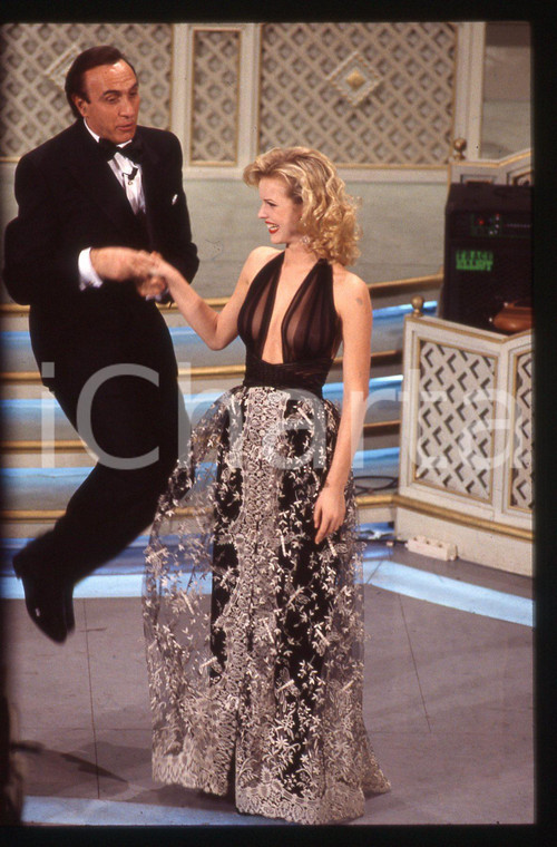 35mm vintage slide* 1990ca Ritratto curioso di Pippo BAUDO e Eva HERZIGOVA
