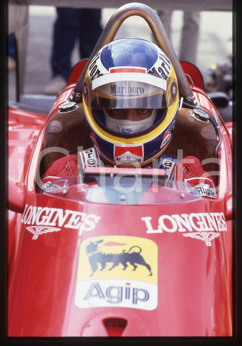 Fotografia d'epoca originale 35mm vintage slide* 1985ca FORMULA 1 - Michele ALBORETO ritratto su FERRARI (4) 1