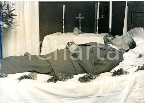 1954 SELLA DI VALSUGANA Alcide DE GASPERI sul letto di morte - Fotografia 18x13