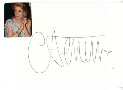 1990 ca CINEMA Attrice Catherine DENEUVE - AUTOGRAFO su carta - 15x10 cm