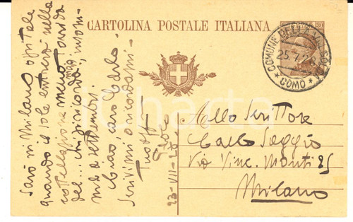 1928 VALSOLDA Poeta Paolo NOBILE non riesce a tornare a Roma - AUTOGRAFO
