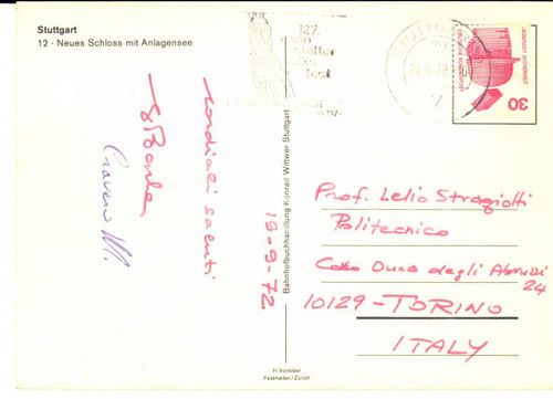 1972 STUTTGART Ingegner Giovanni BARLA - Cartolina con AUTOGRAFO - FG VG