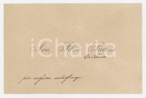 1920 ca ORISTANO Avv. Silvio SIRCANA - Biglietto da visita AUTOGRAFO