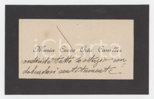 1920 ca NOBILTA' SARDEGNA Maria COCCO ORTU CANELLES - Biglietto da visita