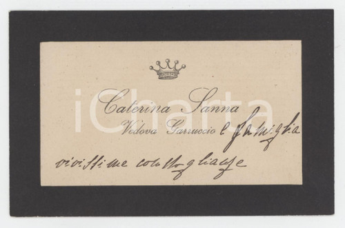 1920 ca NOBILTA' SARDEGNA - Caterina SANNA vedova GARRUCCIO Biglietto da visita