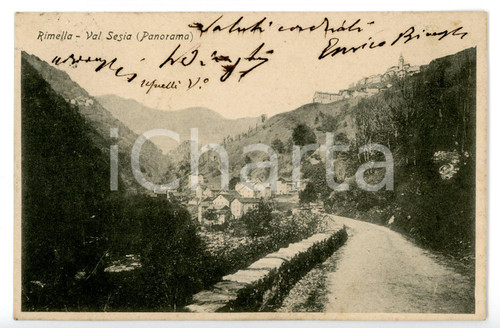 1903 RIMELLA (VC) Panorama - Cartolina Enrico BIRAGHI Autografo FP VG