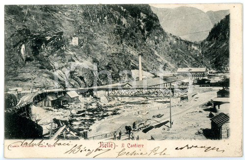 1904 ISELLE (VB) Cantiere di costruzione TRAFORO DEL SEMPIONE - Cartolina FP VG