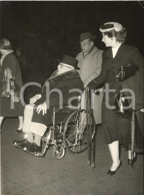 1957 ROMA Arrivo AGA KHAN III con la moglie Yvette LABROUSSE *Foto 13x18 cm