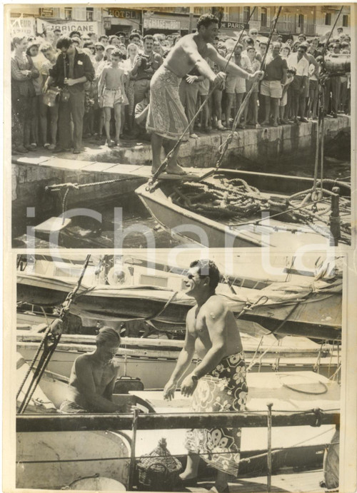 1957 SAINT-TROPEZ Arrivée du yacht MOANA après le tour du monde *Photo 13x18 cm