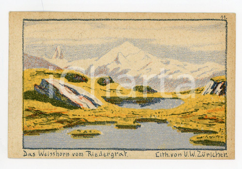 1929 SCHWEIZ Das Weisshorn vom Riedergrat - Lith. U.W.ZURICHER - Postcard  Cartolina postale d'epoca, illustrata, viaggiata.CONDIZIONI: GFORMATO: FP    originale e autentica 1