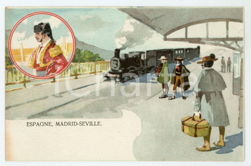 1900 ca ESPAGNE Madrid - Seville CHEMINS DE FER ILLUSTRÉS Carte Postale FP NV  Cartolina postale d'epoca, non viaggiata.CONDIZIONI: FAIRFORMATO: FP    originale e autentica 1