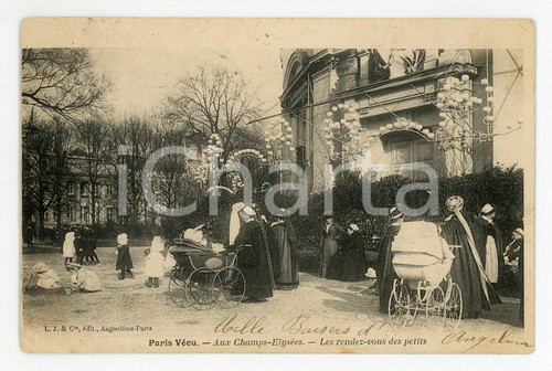 1903 PARIS VECU - Aux Champs-ElysÃ©es - Rendez-vous des petits *Carte postale  Cartolina postale d'epoca, viaggiata. GOOD/buono  Formato: 14x9 cm originale e autentica 1