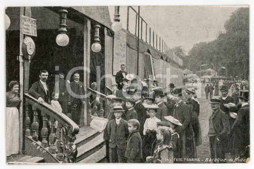 1905 ca PARIS Fête Foraine - Baraque de Bidel - Carte postale ANIMEE  Cartolina postale d'epoca, non viaggiata.CONDIZIONI: FAIR (piegature angolari)FORMATO: FP    originale e autentica 1