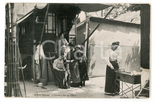 1905 ca PARIS Fête Foraine - CIRQUE L'envers de la fête - Carte postale ANIMEE  Cartolina postale d'epoca, non viaggiata.CONDIZIONI: G FORMATO: FP    originale e autentica 1