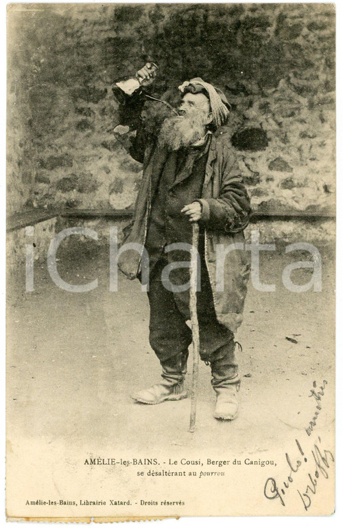 1903 FRANCE Costumes AMELIE-LES-BAINS Le Cousi, berger du Canigou *Carte postale  Cartolina postale d'epoca, viaggiata.CONDIZIONI: GFORMATO: FP    originale e autentica 1