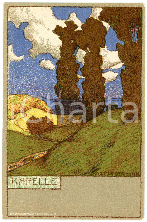 1900 ca ART NOUVEAU GERMANY Artist Ernst LIEBERMANN - Kapelle - Postcard  Cartolina postale d'epoca, non viaggiata.CONDIZIONI: G FORMATO: FP    originale e autentica 1