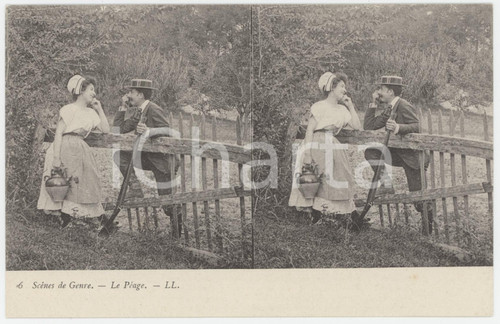 1900 ca FRANCE Scènes de genre - Le Péage *Stéréo Carte postale n.6  Cartolina postale d'epoca, non viaggiata. GOOD/buono  Formato: 14x9 cm originale e autentica 1