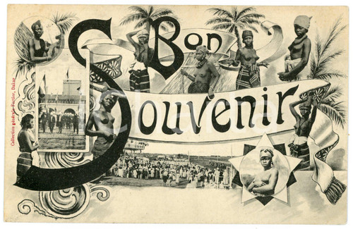 1912 DAKAR - SENEGAL City views with naked women ETHNIC NUDE Postcard FP VG  Cartolina postale d'epoca, viaggiata. FAIR/discreto Lievi smussature agli angoli Formato: FP originale e autentica 1