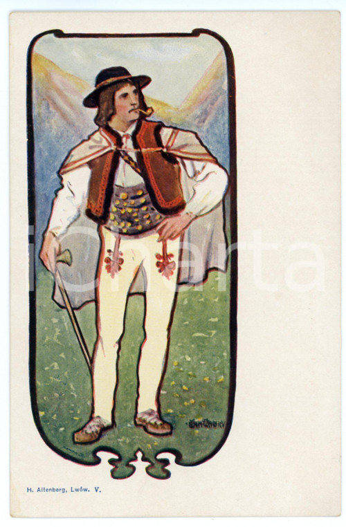1900 ca Shepherd in Hungarian folk costume - Ethnic postcard RUSSIA  Cartolina postale d'epoca, non viaggiata.CONDIZIONI: F (lieve piegatura angolare)FORMATO: FP    originale e autentica 1