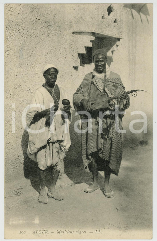 1910 ca ALGER Musiciens nègres - Carte postale n.202 FP NV  Cartolina postale d'epoca, non viaggiata.CONDIZIONI: FAIR FORMATO: FP    originale e autentica 1
